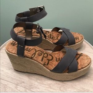 Sam Edelman Women’s Braided Gray Blue Wedges